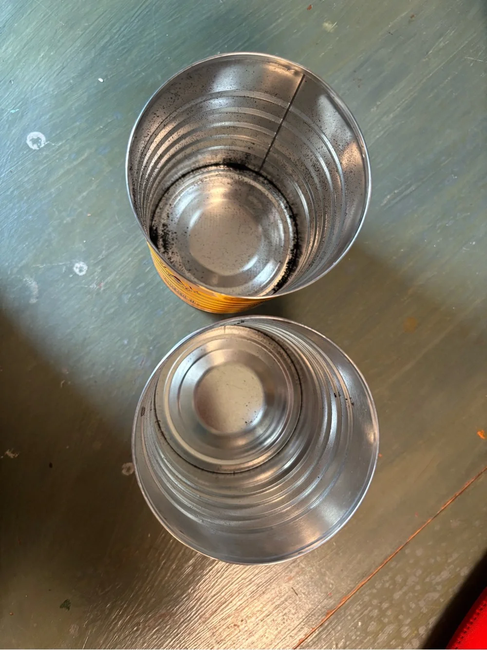 2 Empty Café Du Monde Coffee and Chicory Tins
